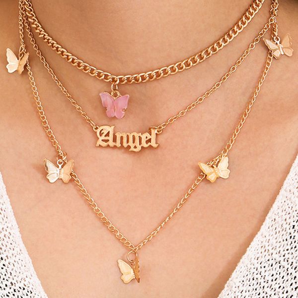 s2334 fashion jewelry multi-layer necklace butterfly pedant angel choker necklaces, Silver
s2334 fashion jewelry multi-layer necklace butterfly pedant angel choker necklaces, Silver