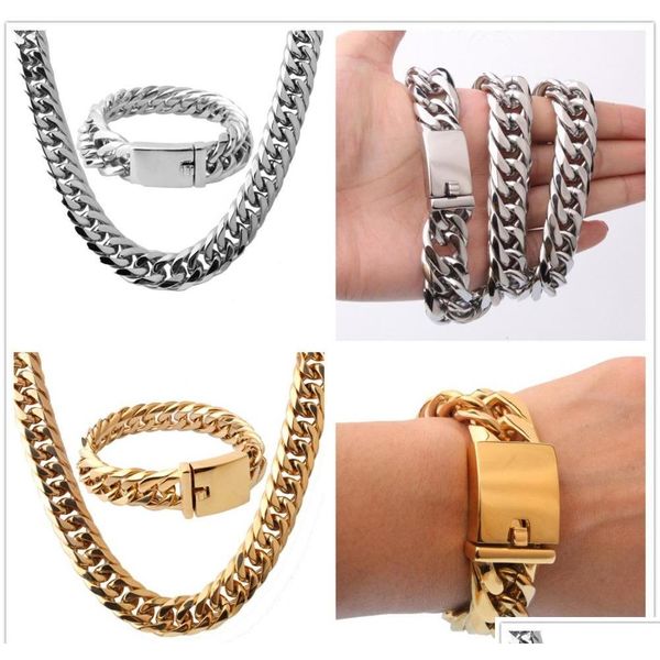 16mm cool huge 316l stainless steel silver gold tone cuban curb chain mens boys necklace 24"&bracelet bangle 8.66" jewelry wkbkp
16mm cool huge 316l stainless steel silver gold tone cuban curb chain mens boys necklace 24"&bracelet bangle 8.66" jewelry wkbkp