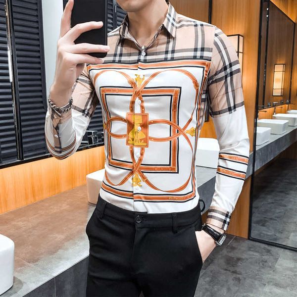 long spring sleeve slim fit shirt men's classic plaid printed shirt 2407-p55, White;black
long spring sleeve slim fit shirt men's classic plaid printed shirt 2407-p55, White;black