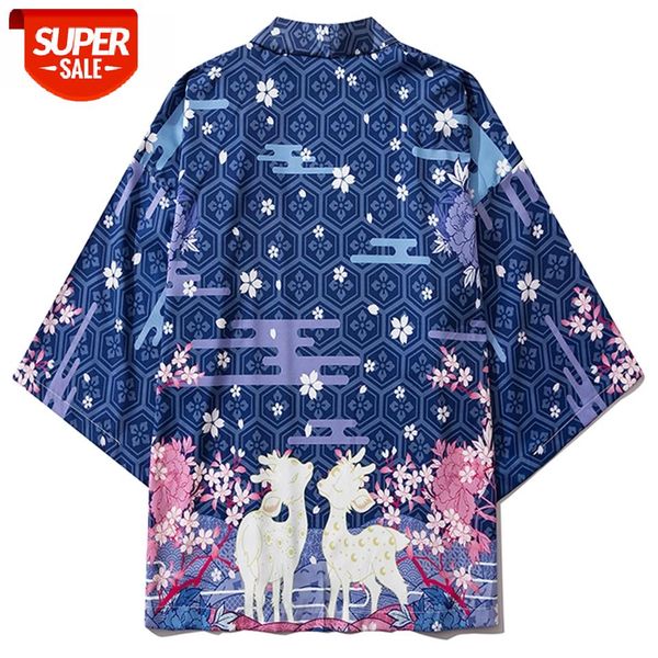 hip hop elk cherry blossoms printed shirts 2020 japanese fashion streetwear jackets summer front open kimono coats #w171, Black;brown
hip hop elk cherry blossoms printed shirts 2020 japanese fashion streetwear jackets summer front open kimono coats #w171, Black;brown