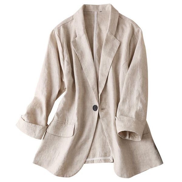 women's jackets slim linen suit for women three-quarter sleeves coats 2021 autumn female leisure outwear, Black;brown
women's jackets slim linen suit for women three-quarter sleeves coats 2021 autumn female leisure outwear, Black;brown