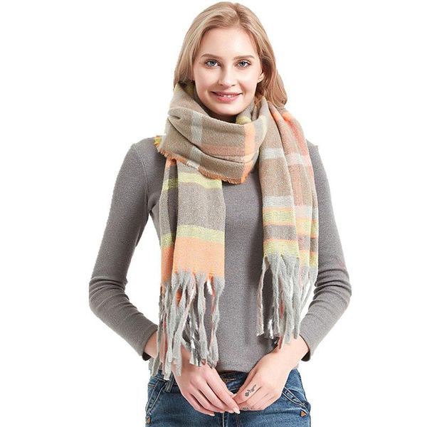scarves autumn and winter color plaid scarf ladie outdoor keep warm shawl customized christmas present female, Blue;gray
scarves autumn and winter color plaid scarf ladie outdoor keep warm shawl customized christmas present female, Blue;gray