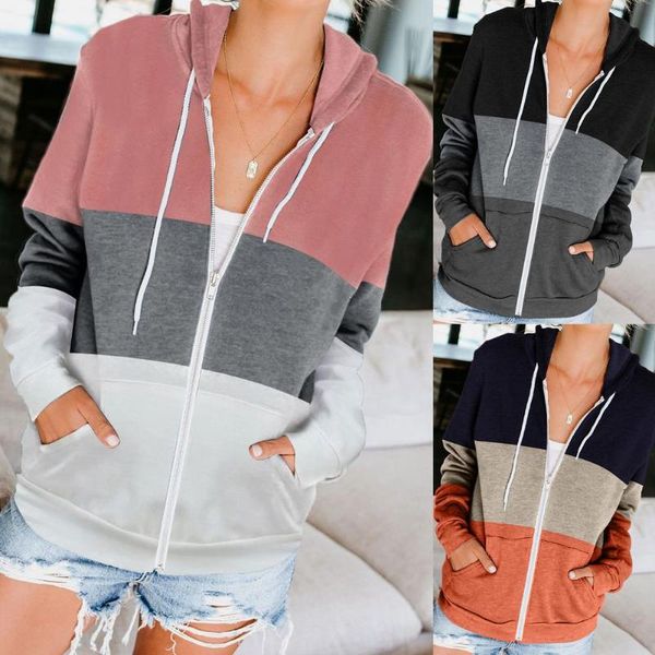 women's jackets hooded jacket color contrast striped long sleeve sweater zipper pocket cardigan casual sports hoodie autumn clothing, Black;brown
women's jackets hooded jacket color contrast striped long sleeve sweater zipper pocket cardigan casual sports hoodie autumn clothing, Black;brown