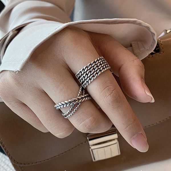 cluster rings yaologe ins fashion 925 sterling silver finger ring for women couples vintage chain cross weaving thai jewelry party gift, Golden;silver
cluster rings yaologe ins fashion 925 sterling silver finger ring for women couples vintage chain cross weaving thai jewelry party gift, Golden;silver