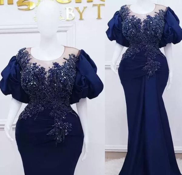 aso ebi royal blue mermaid prom dresses lace beaded crystals puffy sleeve african beaded mermaid evening reception gown, Black
aso ebi royal blue mermaid prom dresses lace beaded crystals puffy sleeve african beaded mermaid evening reception gown, Black