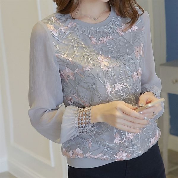 women long sleeve shirt women new floral embroidery o neck lace chiffon blouses blusa ladies casual shirt 210303, White
women long sleeve shirt women new floral embroidery o neck lace chiffon blouses blusa ladies casual shirt 210303, White