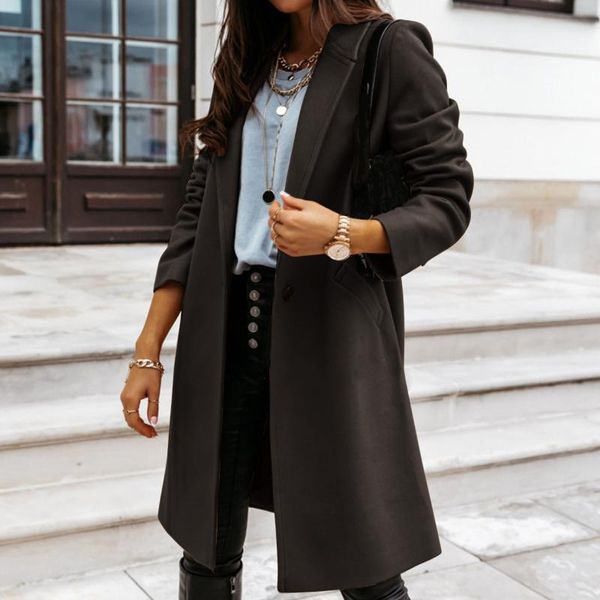 women's wool & blends spring trench coat korean style women faux thin jacket ladies slim long overcoat, Black
women's wool & blends spring trench coat korean style women faux thin jacket ladies slim long overcoat, Black