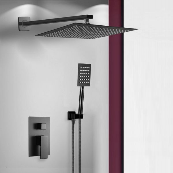 bathroom shower sets black stainless steel square rain head faucet mixer handheld spray s389
bathroom shower sets black stainless steel square rain head faucet mixer handheld spray s389