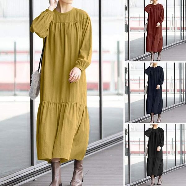 casual dresses plus size elegant solid ruffle dress women's spring sundress zanzea 2021 puff sleeve maxi vestidos female hollow out rob, Black;gray
casual dresses plus size elegant solid ruffle dress women's spring sundress zanzea 2021 puff sleeve maxi vestidos female hollow out rob, Black;gray