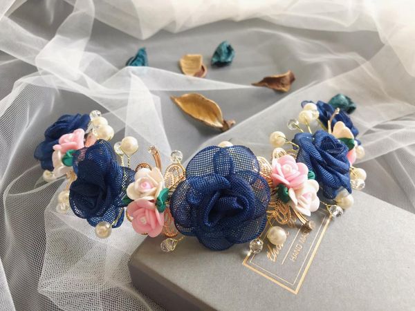 headpieces navy blue rose crown flower tiara halo bohemian crown, bridal floral hair wreath, Silver
headpieces navy blue rose crown flower tiara halo bohemian crown, bridal floral hair wreath, Silver