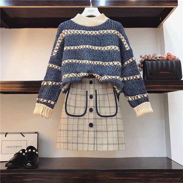 2021 new autumn sweet female knitted-shirt pullovers + a chess line skirt women's suits knit clothes 2 piece sets h91 96hb, Black;gray
2021 new autumn sweet female knitted-shirt pullovers + a chess line skirt women's suits knit clothes 2 piece sets h91 96hb, Black;gray