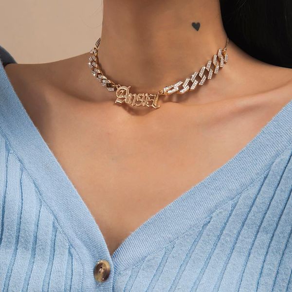 chokers shixin iced out link chain necklace with angel letter pendant for women hip hop chunky rhinestone choker egirl, Golden;silver
chokers shixin iced out link chain necklace with angel letter pendant for women hip hop chunky rhinestone choker egirl, Golden;silver