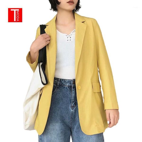 women 2021 fashion office wear single button blazer coat vintage long sleeve pockets female outerwear chic women's suits & blazers, White;black
women 2021 fashion office wear single button blazer coat vintage long sleeve pockets female outerwear chic women's suits & blazers, White;black