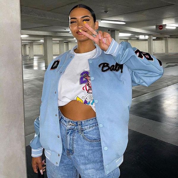 women's jackets letter jacket autumn 2021 zipper coat long sleeve baseball for women casual outerwear coats female, Black;brown
women's jackets letter jacket autumn 2021 zipper coat long sleeve baseball for women casual outerwear coats female, Black;brown