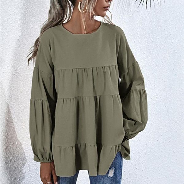 women's blouses & shirts women blouse solid color long sleeve ruffles patchwork fashion spring autumn lantern o neck casual loose stre, White
women's blouses & shirts women blouse solid color long sleeve ruffles patchwork fashion spring autumn lantern o neck casual loose stre, White