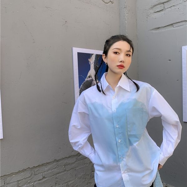 women's blouses & shirts spring fashion white heart print long sleeve collared casual korean clothing lx48
women's blouses & shirts spring fashion white heart print long sleeve collared casual korean clothing lx48