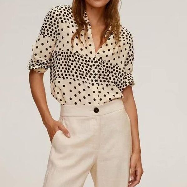 women's blouses & shirts women shirt casual long sleeve polka dot turn-down collar womens and button black camisas mujer, White
women's blouses & shirts women shirt casual long sleeve polka dot turn-down collar womens and button black camisas mujer, White