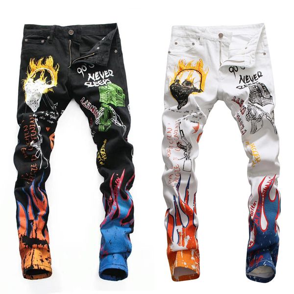 fashion streetwear men's breeches thin elastic fit personality printed designer jeans man's night club punk pencil brim hip pants, Blue
fashion streetwear men's breeches thin elastic fit personality printed designer jeans man's night club punk pencil brim hip pants, Blue