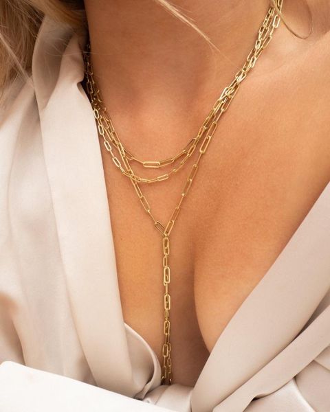 chokers rectangle open link chain multi triple 3 layer women necklace gold color simple long y lariat chains, Golden;silver
chokers rectangle open link chain multi triple 3 layer women necklace gold color simple long y lariat chains, Golden;silver