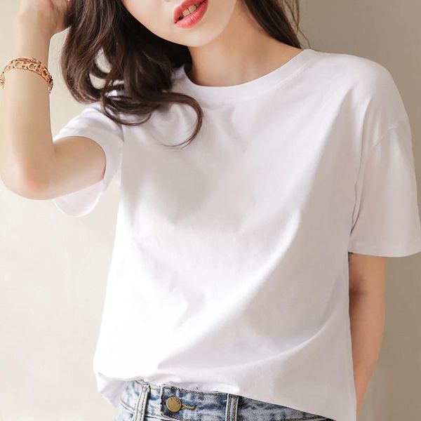women's polos short sleeve summer 2021 white t-shirt loose korean solid color cotton top
women's polos short sleeve summer 2021 white t-shirt loose korean solid color cotton top