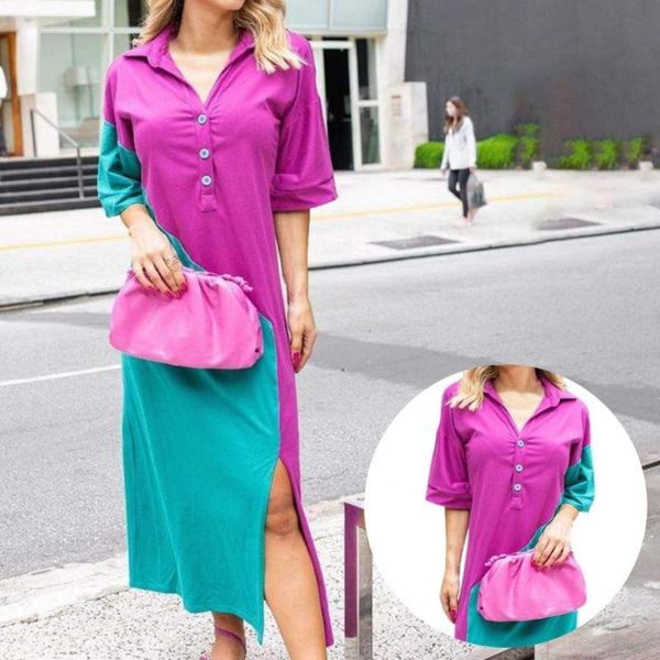 casual dresses summer women's hit color lapel fashion shirt dress stitching ladies half-sleeved slits mid-calf, Black;gray
casual dresses summer women's hit color lapel fashion shirt dress stitching ladies half-sleeved slits mid-calf, Black;gray