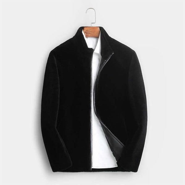 haining sheep shearing fur one men's stand collar wool coat short slim leather & faux, Black
haining sheep shearing fur one men's stand collar wool coat short slim leather & faux, Black