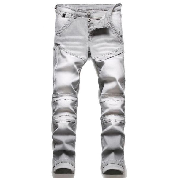 men's jeans mens motorcycle biker patchwork skinny stretch denim pants comfortable casual trousers streetwear, Blue
men's jeans mens motorcycle biker patchwork skinny stretch denim pants comfortable casual trousers streetwear, Blue