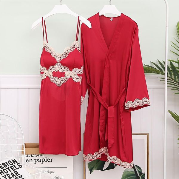 women's sleepwear women nightgown robe set summer lace backless deep v-neck sleepshirt bride dressing bathroeb gown loose rayon 2pcs ho, Black;red
women's sleepwear women nightgown robe set summer lace backless deep v-neck sleepshirt bride dressing bathroeb gown loose rayon 2pcs ho, Black;red