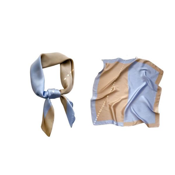 scarves square silk scarf 2021 fashion satin print small head neck women headscarf kerchief female bandana shawl accessories, Blue;gray 
scarves square silk scarf 2021 fashion satin print small head neck women headscarf kerchief female bandana shawl accessories, Blue;gray