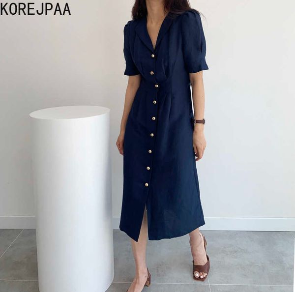 korejpaa women dress summer korean minimalist temperament suit collar metal single-breasted pleated puff sleeve vestidos 210526, Black;gray
korejpaa women dress summer korean minimalist temperament suit collar metal single-breasted pleated puff sleeve vestidos 210526, Black;gray