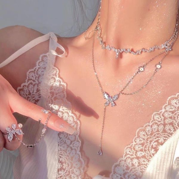 chains 2021 sweet simple silvery water drop butterfly irregular zircon pearl ring necklace tassel choker for women girl party jewelry, Silver
chains 2021 sweet simple silvery water drop butterfly irregular zircon pearl ring necklace tassel choker for women girl party jewelry, Silver