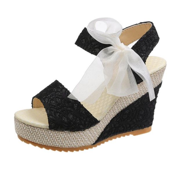 dress shoes slope heel fish mouth sandals summer lace strap waterproof platform roman women's, Black
dress shoes slope heel fish mouth sandals summer lace strap waterproof platform roman women's, Black