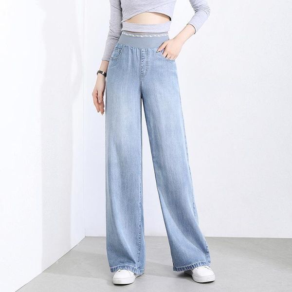 spring and summer 2021 tencel drop feeling ice soft denim wide leg pants elastic waist loose thin straight women's & capris, Black;white
spring and summer 2021 tencel drop feeling ice soft denim wide leg pants elastic waist loose thin straight women's & capris, Black;white