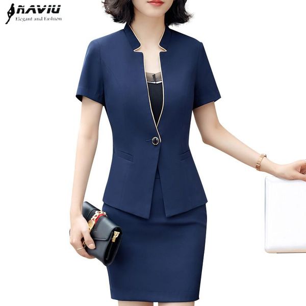 women's suits & blazers professional women skirt suit summer v neck short sleeve blazer and fashion slim interview formal plus size wor, White;black 
women's suits & blazers professional women skirt suit summer v neck short sleeve blazer and fashion slim interview formal plus size wor, White;black