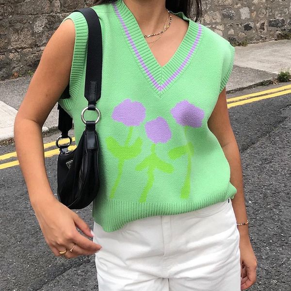 2021 new floral green with on v oversized female sweater vest sleeveless woman's blouse casual sweet teenage preppy jrkw, White;black
2021 new floral green with on v oversized female sweater vest sleeveless woman's blouse casual sweet teenage preppy jrkw, White;black