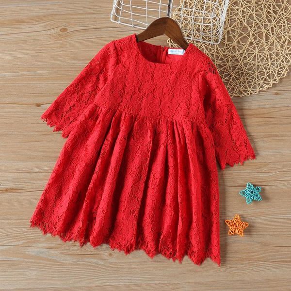 girl's dresses 2021 spring and autumn half sleeve eyelash lace girls' dress children's princess, Red;yellow
girl's dresses 2021 spring and autumn half sleeve eyelash lace girls' dress children's princess, Red;yellow