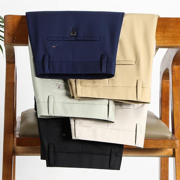 men's casual pants classic business simple style work clothes spring summer elastic slim microfiber trousers, Black
men's casual pants classic business simple style work clothes spring summer elastic slim microfiber trousers, Black
