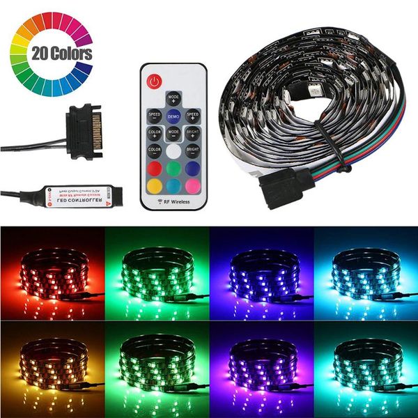 strips sata interface rgb led strip light 60leds/m dc 12v flexible diode tape full kit with rf remote controller for pc computer case
strips sata interface rgb led strip light 60leds/m dc 12v flexible diode tape full kit with rf remote controller for pc computer case