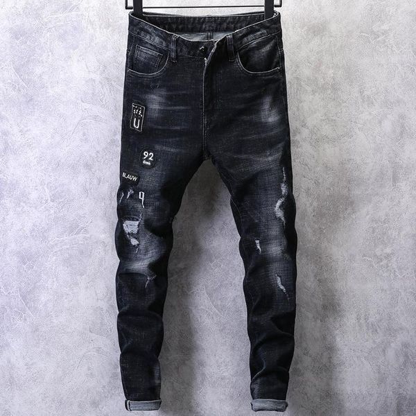 men's jeans wimilous feet man ripped teenagers cultivate one's morality pants beggar logo straight stretch, Blue
men's jeans wimilous feet man ripped teenagers cultivate one's morality pants beggar logo straight stretch, Blue