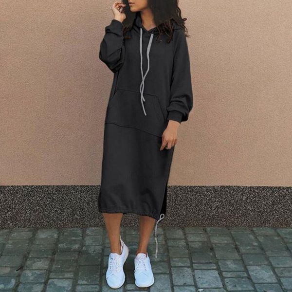 casual dresses autumn sweatshirt dress women long sleeve solid color hooded drawstring hem straight female vestidos, Black;gray
casual dresses autumn sweatshirt dress women long sleeve solid color hooded drawstring hem straight female vestidos, Black;gray