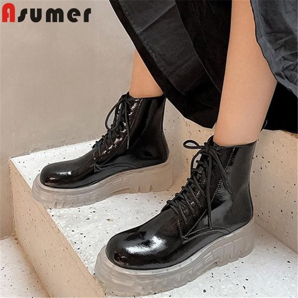 boots asumer 2021 est ankle women transparent thick bottom casual shoes round toe patent leather lace up woman short, Black
boots asumer 2021 est ankle women transparent thick bottom casual shoes round toe patent leather lace up woman short, Black