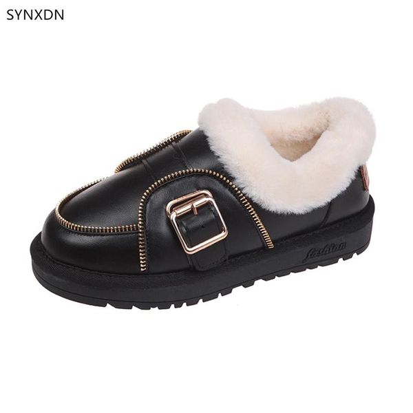 boots synxdn winter women snow flat plush warm buckle loafers comfortable leather waterproof platform shoes, Black
boots synxdn winter women snow flat plush warm buckle loafers comfortable leather waterproof platform shoes, Black
