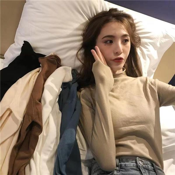 women's blouses & shirts women autumn winter korean slim pullover knitted sweater jumper soft warm pull femme turtleneck clothes, White
women's blouses & shirts women autumn winter korean slim pullover knitted sweater jumper soft warm pull femme turtleneck clothes, White