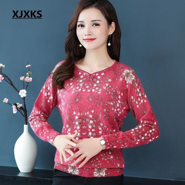 women's sweaters xjxks high end mink cashmere pullover women sweater v-neck plus size print jumper oversized, White;black
women's sweaters xjxks high end mink cashmere pullover women sweater v-neck plus size print jumper oversized, White;black