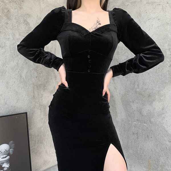 vintage velvet black dress goth aesthetic high waist split dress women elegant hollow out long sleeve party dresses, Black;gray
vintage velvet black dress goth aesthetic high waist split dress women elegant hollow out long sleeve party dresses, Black;gray