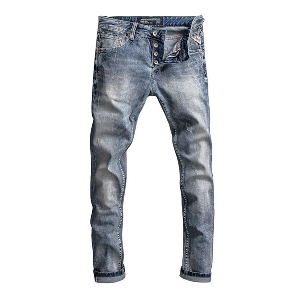 2021 new italian style fashion retro light blue classical buttons pants vintage men designer slim jeans i43c
2021 new italian style fashion retro light blue classical buttons pants vintage men designer slim jeans i43c