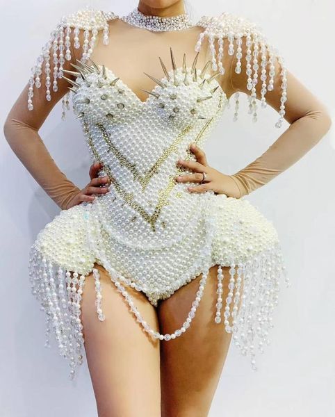 full rhinestones white pearl beads bodysuit v-neck beading fringe bodysuits female singer stage wear costume women's jumps, Black;white
full rhinestones white pearl beads bodysuit v-neck beading fringe bodysuits female singer stage wear costume women's jumps, Black;white