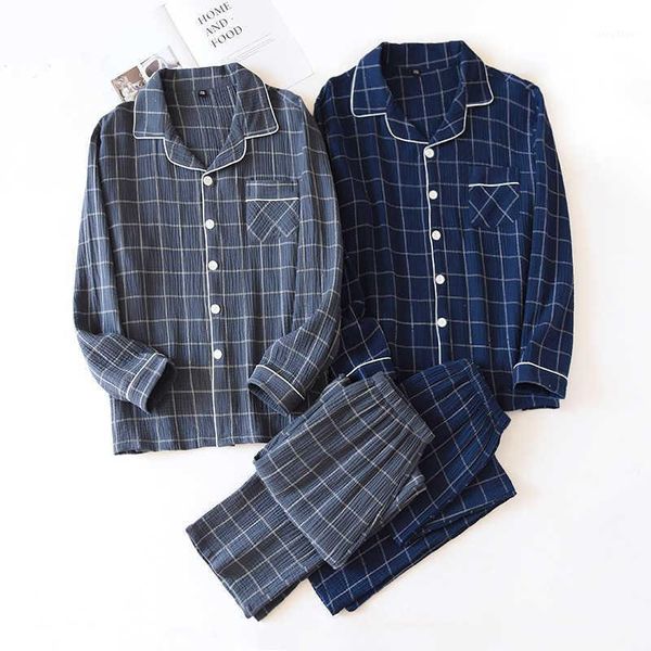 men's sleepwear plaid home service suit cotton crepe cloth pajamas long-sleeved trousers simple two-color plus size, Black;brown
men's sleepwear plaid home service suit cotton crepe cloth pajamas long-sleeved trousers simple two-color plus size, Black;brown