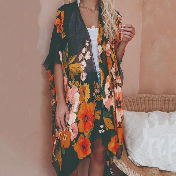 women's swimwear bohemia beach cover up women floral kimono cardigans loose shawl beachwear casual short sleeve bañadores mujer 2021, White;black
women's swimwear bohemia beach cover up women floral kimono cardigans loose shawl beachwear casual short sleeve bañadores mujer 2021, White;black