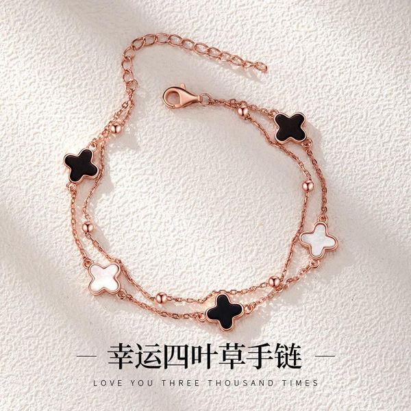 charm bracelets double layer clover bracelet women plated with sterling silver student girlfriends two person ins niche design simple gift n, Golden;silver
charm bracelets double layer clover bracelet women plated with sterling silver student girlfriends two person ins niche design simple gift n, Golden;silver